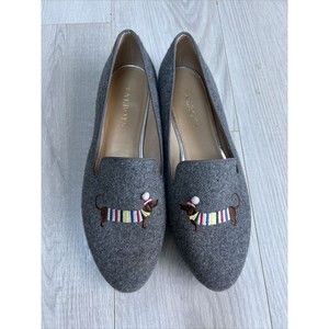 Talbots Flats Women Dog Shoes Dachshund 8.5M Animal Lover Ryan Loafer Wool